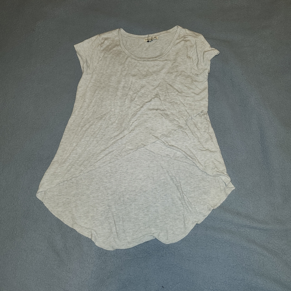 Womens Express Heather Gray Short Sleeve Hi-lo Top